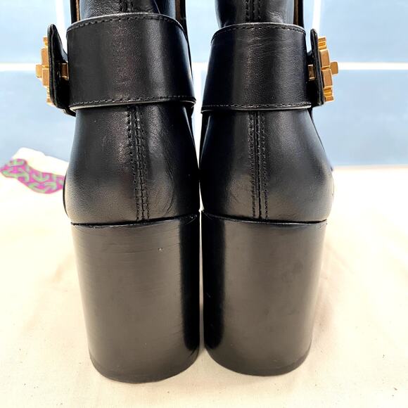 Tory Burch Kira 70MM Calf Leather Booties Boots 6 Black Block Heel With Dust Bag - Picture 11 of 16